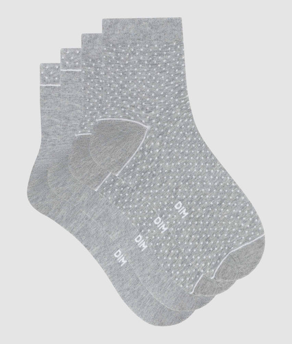 DIM Pack de 2 pares de calcetines de mujer de algodón orgánico con lunares Gris Dim Good
