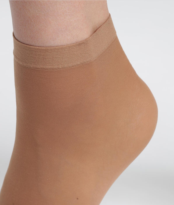 DIM Pack de 2 pares de calcetines bajos semiopacos de hilo reciclado color Canela Dim Good