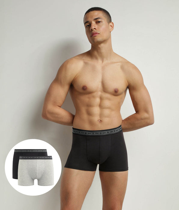 DIM Pack de 2 bóxers de hombre de algodón orgánico Negro y Gris Perla Dim Good