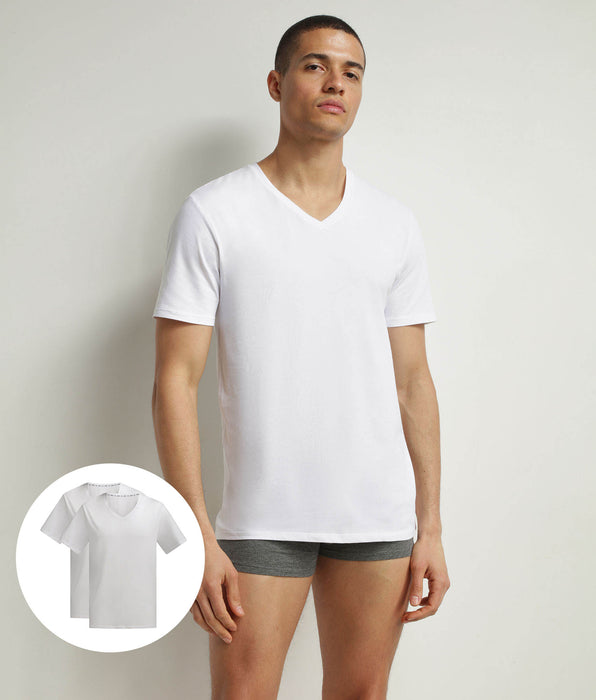 DIM Pack de 2 camisetas de hombre de manga corta de algodón orgánico Blanco Dim Good