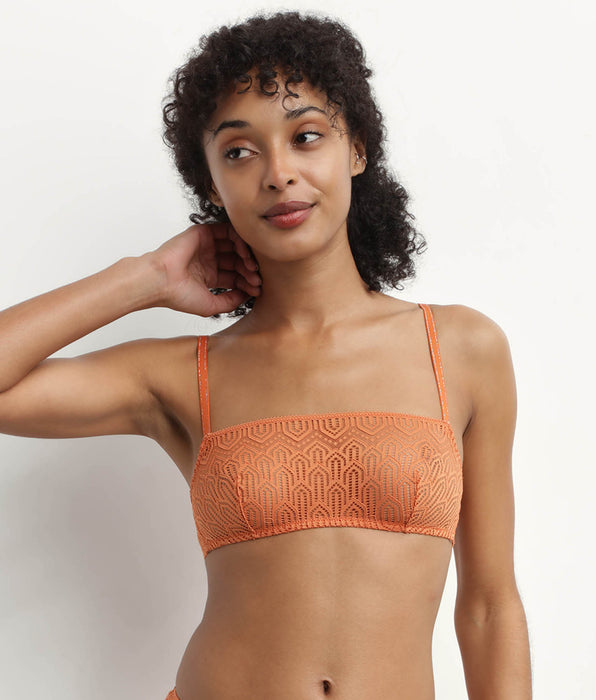 DIM Bralette sin aros con encaje gráfico Naranja Mod de Dim