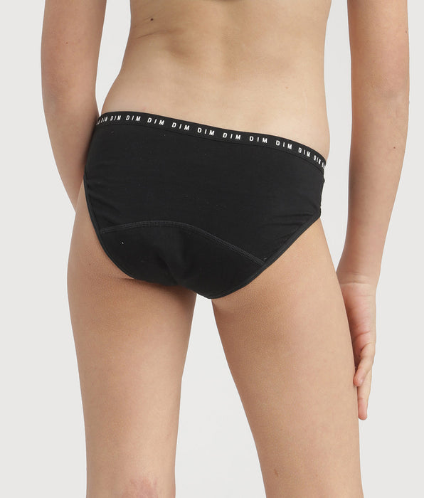 DIM Braguitas menstruales para niñas de algodón orgánico Negro Flujo muy abundante Dim My Protect