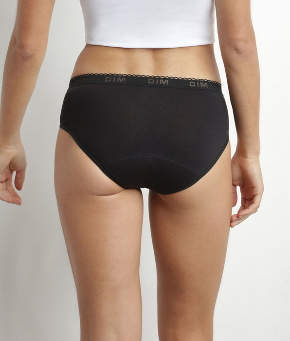 DIM Braguita menstrual de algodón ecológico negro flujo muy abundante Dim My Protect