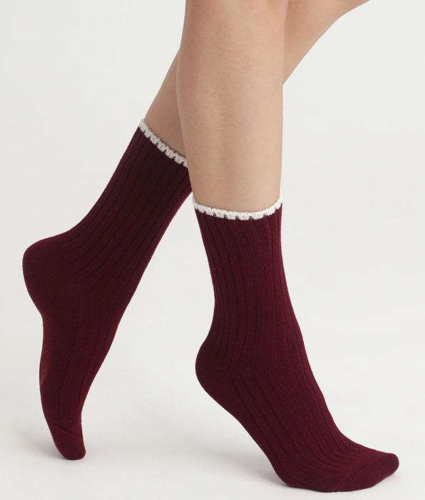 DIM Calcetines de bambú acanalados Fig para mujer