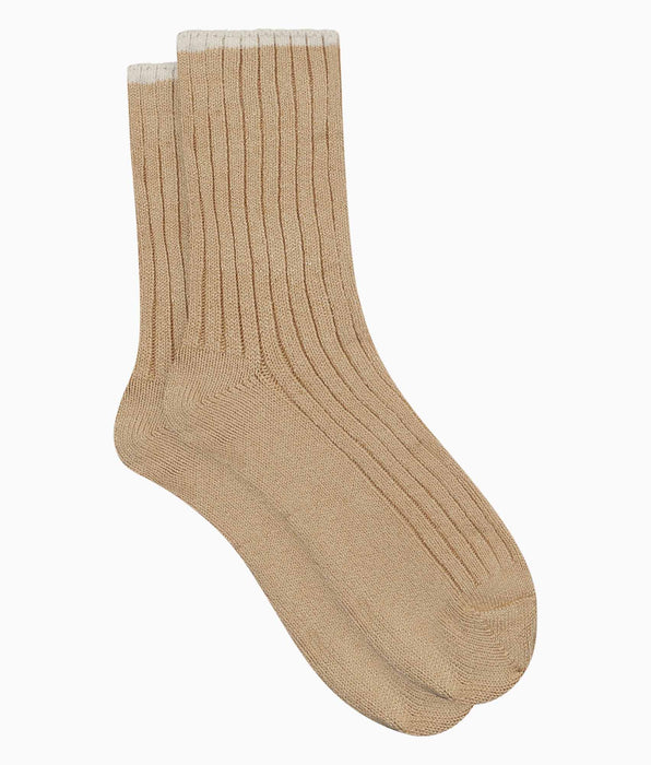DIM Calcetines de mujer de punto liso de canalé beis Dim Bambú