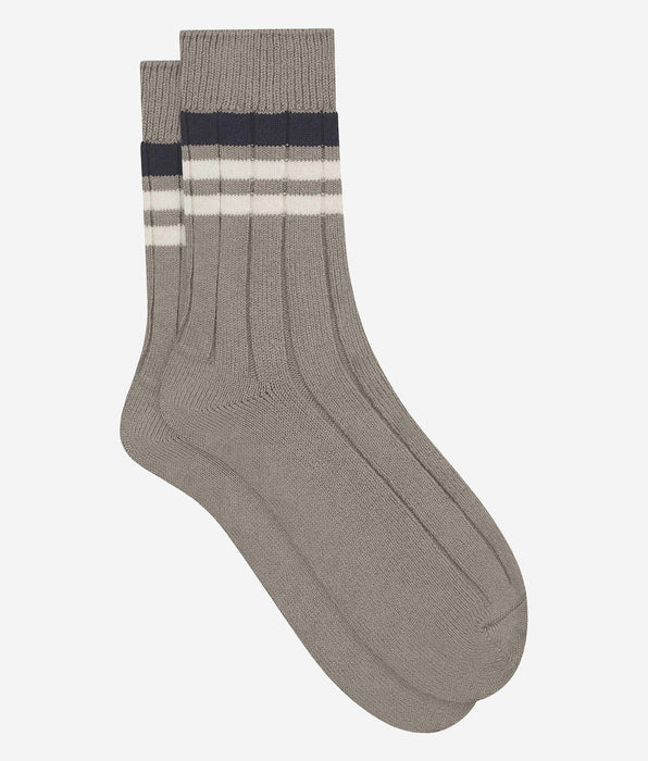 DIM Calcetines de hombre de punto canalé a rayas gris Dim Bambú