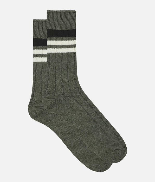 DIM Calcetines de bambú a rayas oliva para hombre