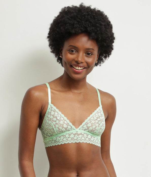 DIM Sujetador triangular de encaje floral verde Daisy Lace