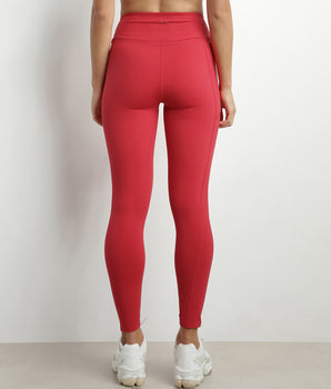 Leggings deportivos de mujer en microfibra modeladora Dim Move Rojo