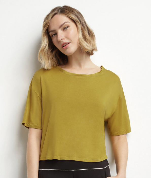 DIM Camiseta deportiva de mujer en viscosa verde oliva Dim Move