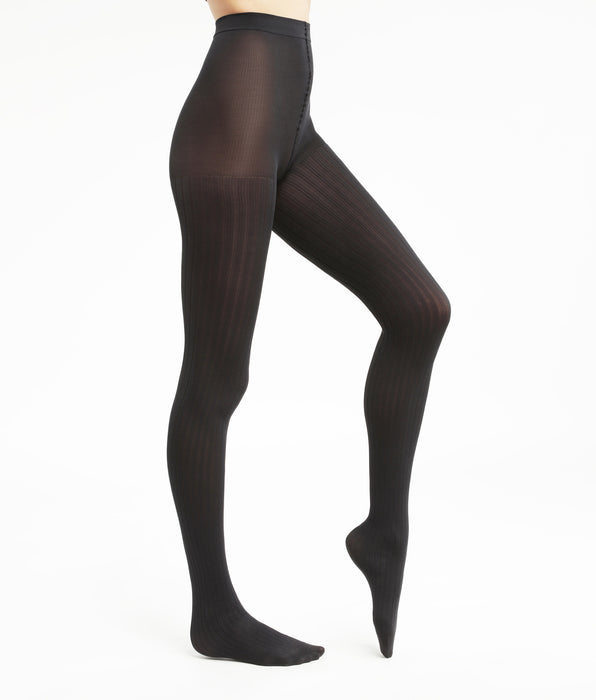 DIM Panti semiopaco de canalé para mujer negro Dim Style