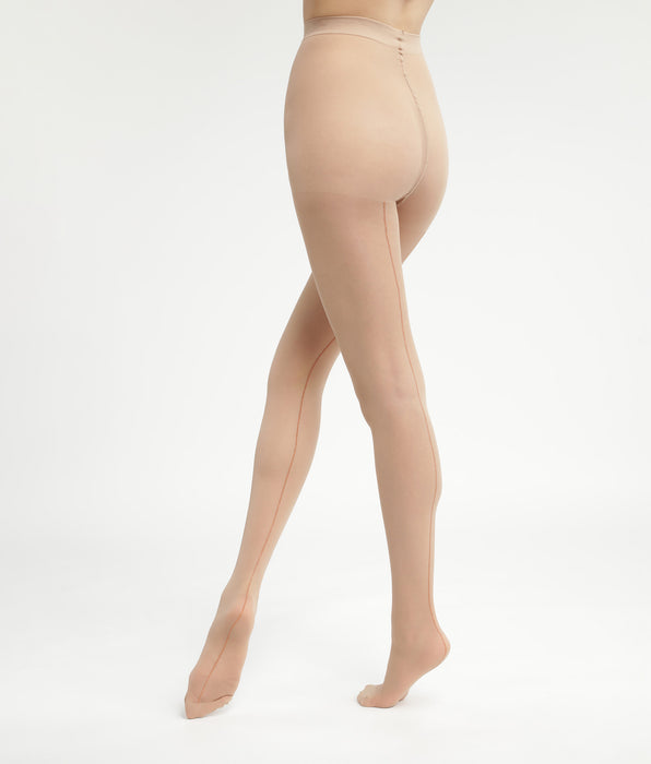 DIM Panti transparente beis con banda de lúrex dorado Dim Style