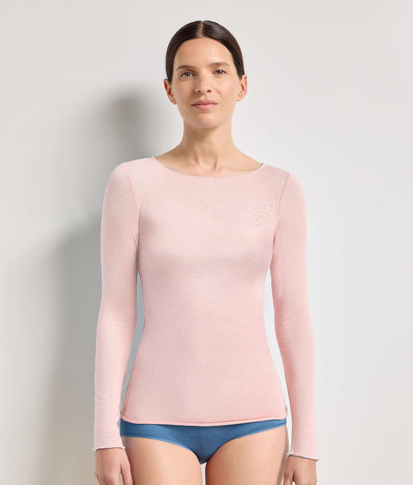 DIM Camiseta de cuello redondo rosa suave Thermal Light