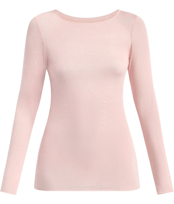 DIM Camiseta de cuello redondo rosa suave Thermal Light