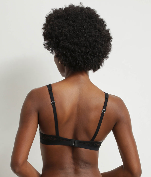 DIM Sujetador triangular halter de encaje negro con estampado vegetal Dim Mod