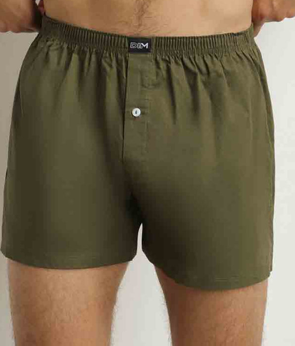 DIM Pack de 2 calzoncillos bóxer para hombre de algodón elástico verde a rayas beige
