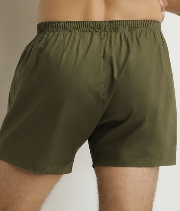 DIM Pack de 2 calzoncillos bóxer para hombre de algodón elástico verde a rayas beige