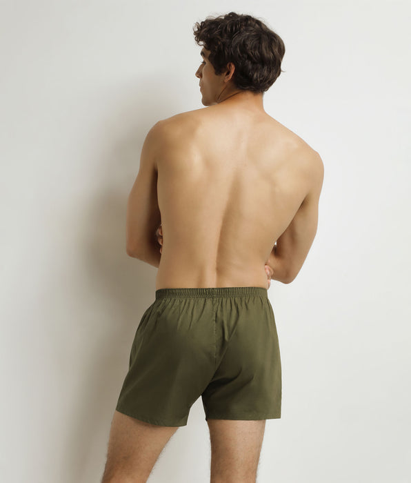 DIM Pack de 2 calzoncillos bóxer para hombre de algodón elástico verde a rayas beige