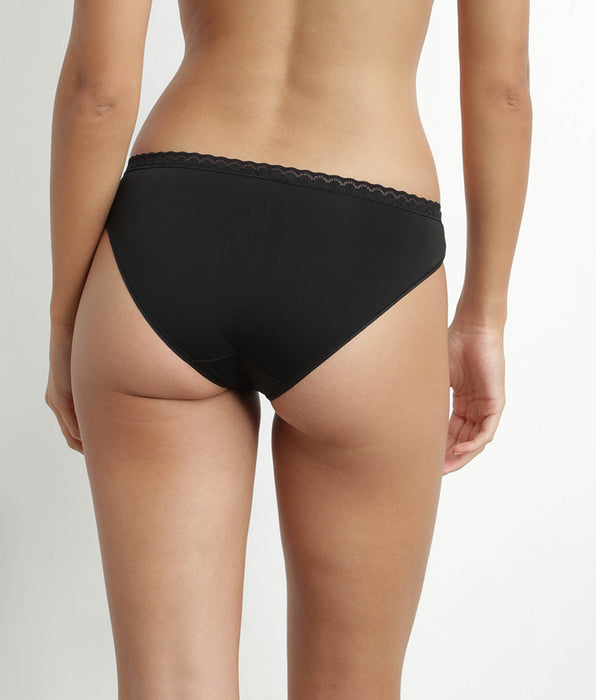 DIM Braga de mujer de microfibra con cintura de tul Daily Micro Negro