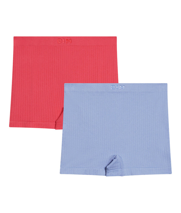 DIM Pack de 2 calzoncillos de microfibra sin costuras Chardon Azul y Rosa Dim para niña