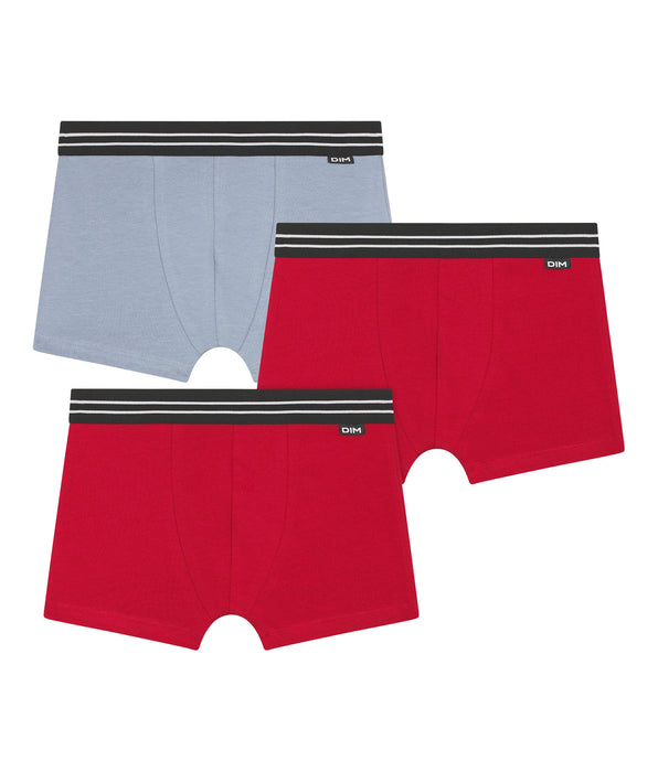DIM Pack de 3 calzoncillos de algodón elástico para niño Rojo Azul Ecodim