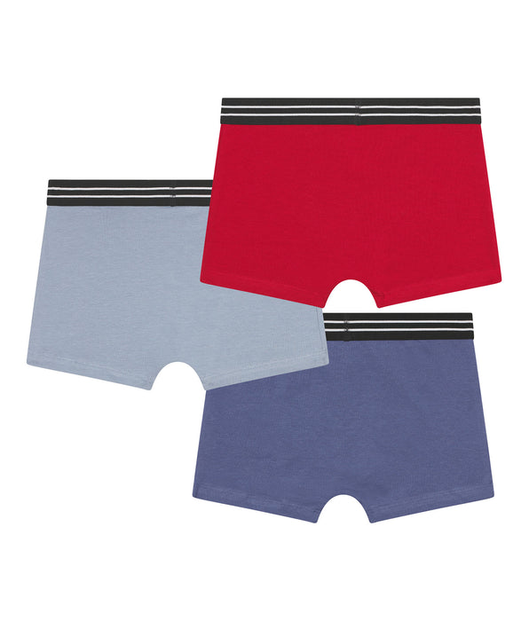 DIM Pack de 3 calzoncillos de algodón elástico Ecodim Carmine Red Blue para niño