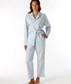 Pijama largo abierto para mujer de algodón en color gris pizarra