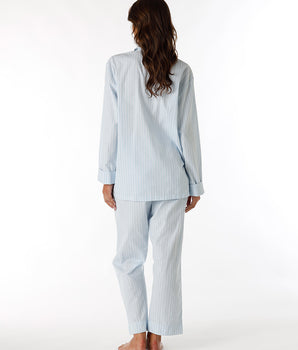 Pijama largo abierto para mujer de algodón en color gris pizarra