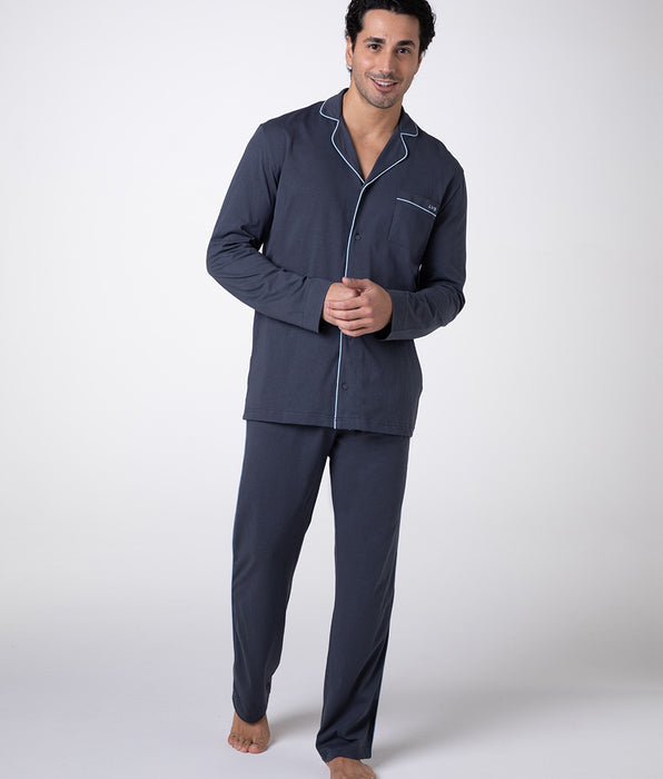 DIM Pijama largo abierto unisex en jersey de algodón ardeña