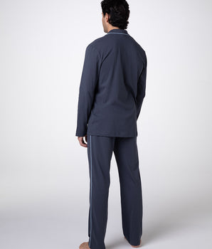 Pijama largo abierto unisex en jersey de algodón ardeña