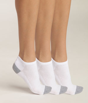 Pack de 3 pares de calcetines de algodón para mujer Blanco Gris EcoDim Sport