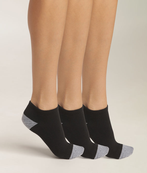 DIM Pack de 3 pares de calcetines de algodón negro y gris para mujer EcoDim Sport