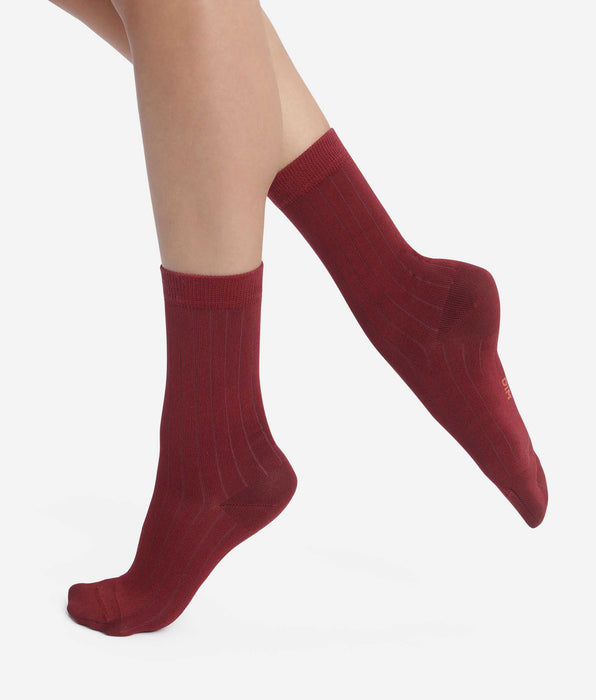 DIM Calcetines de mujer acanalados de algodón satinado Dahlia Dim Mode