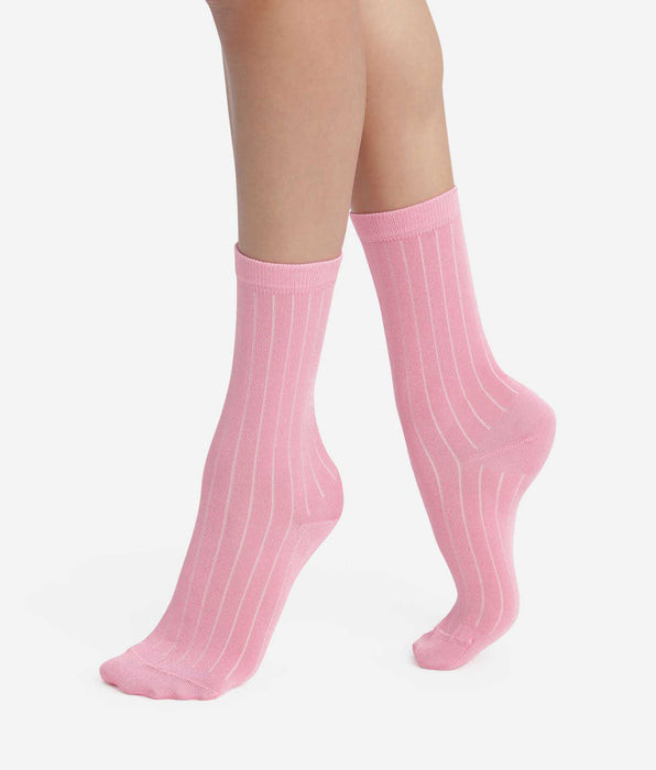 DIM Calcetines de mujer acanalados de algodón satinado Malva Dim Mode