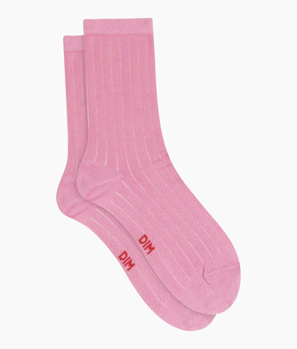 DIM Calcetines de mujer acanalados de algodón satinado Malva Dim Mode