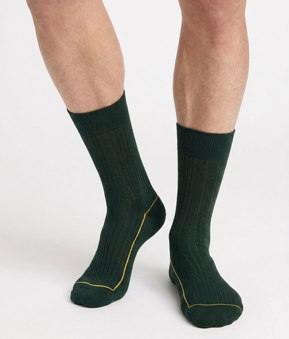 DIM Calcetines de hombre de algodón azul navy La Mode Côtelée