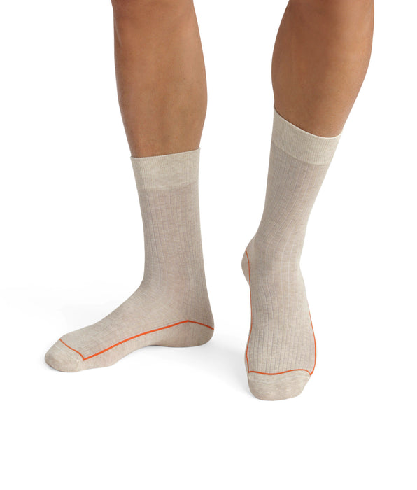 DIM Calcetines de hombre de algodón acanalado beige con ribete de color Dim Fashion