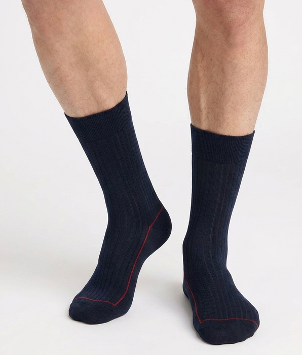 DIM Calcetines de hombre de algodón azul océano La Mode Côtelée canalé