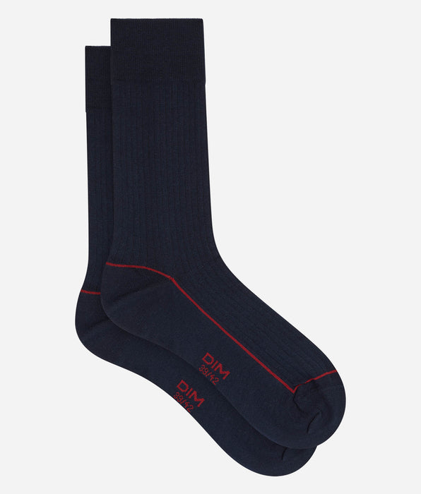 DIM Calcetines de hombre de algodón azul océano La Mode Côtelée canalé