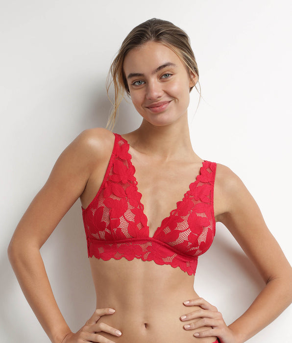 Body de encaje para mujer con grandes flores Dim Lacy Rojo DIM