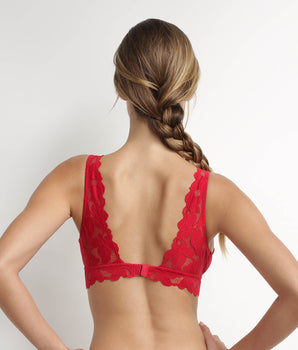 Body de encaje para mujer con grandes flores Dim Lacy Rojo