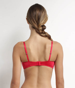 Sujetador bandeau con aros de microfibra satinada roja Dim Chéri