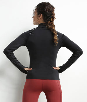 Top deportivo de mujer con cuello alto en microfibra negra Dim Move