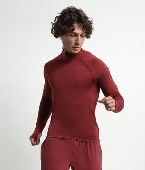 Top deportivo de hombre con cuello alto en microfibra burdeos Dim Move