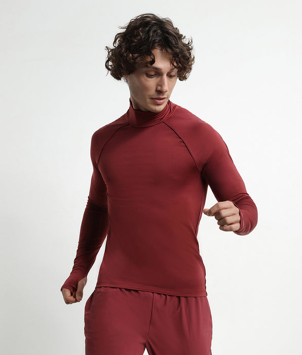 DIM Top deportivo de hombre con cuello alto en microfibra burdeos Dim Move