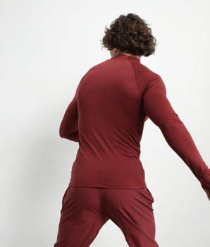 Top deportivo de hombre con cuello alto en microfibra burdeos Dim Move