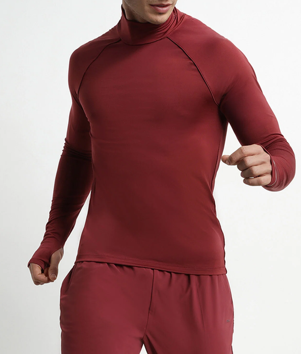 DIM Top deportivo de hombre con cuello alto en microfibra burdeos Dim Move