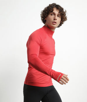Top deportivo de hombre con cuello alto en microfibra Dim Move Rojo