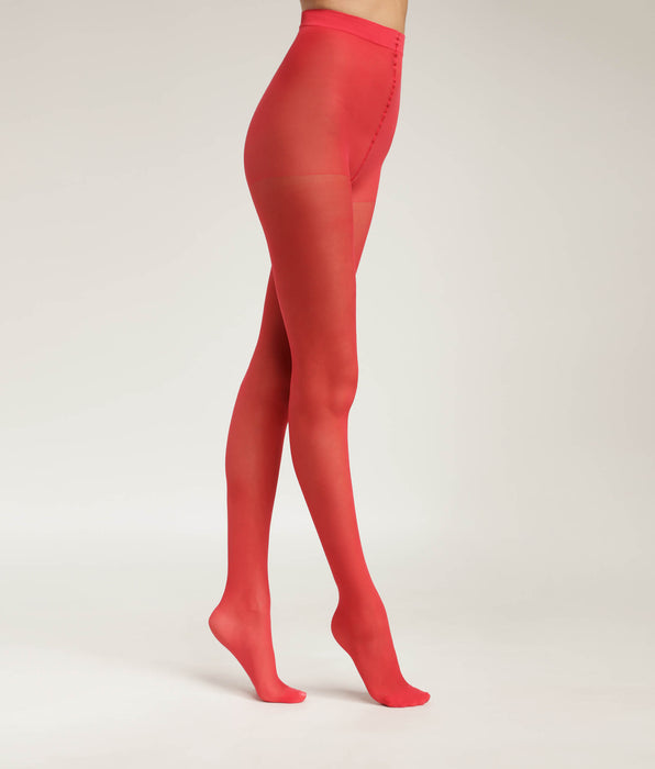 DIM Pantis rojas transparentes para mujer con línea de contraste Dim Style