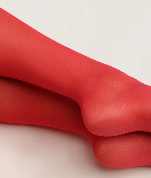 DIM Pantis rojas transparentes para mujer con línea de contraste Dim Style